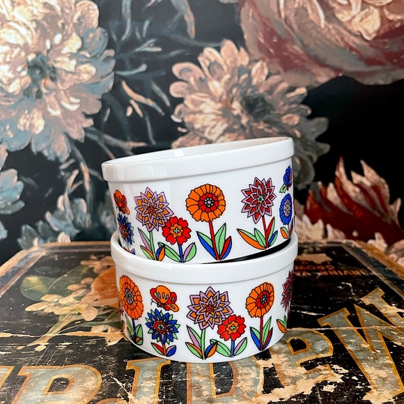 VTG Japanese Ramekins with Vibrant Floral Butterfly Pattern - Picture 1 of 12